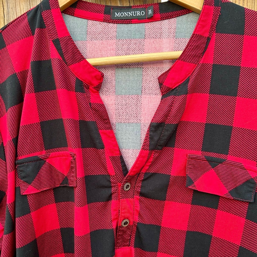 Buffalo Check Shirt Sz. 3x Women’s Plaid Tunic by Murrono - Picture 3 of 6